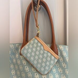 Dooney & Bourke medium Russel in light blue monogram.